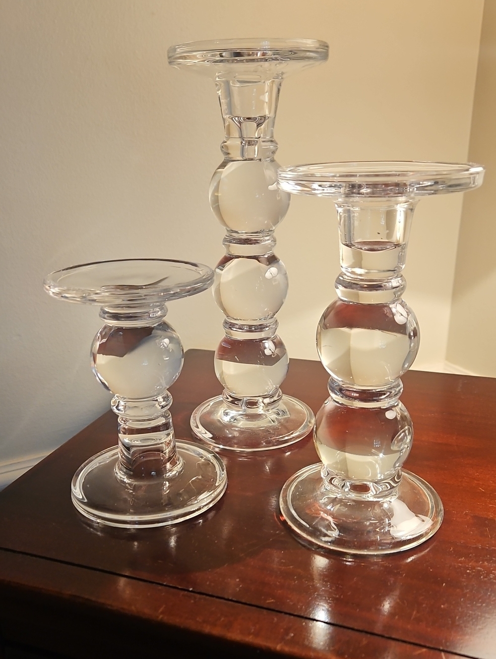 Glass Candlesticks - Set Of 3